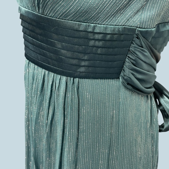 BCBG Maxazria Silk Metallic Teal Elegant Evening Gown size 2 - Picture 13 of 14